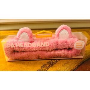 Animal Ears Pink Spa Headband Plush Skincare Makeup Application NEW